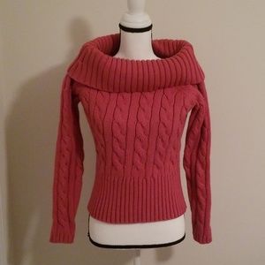 Ann Taylor LOFT pink cable knit sweater